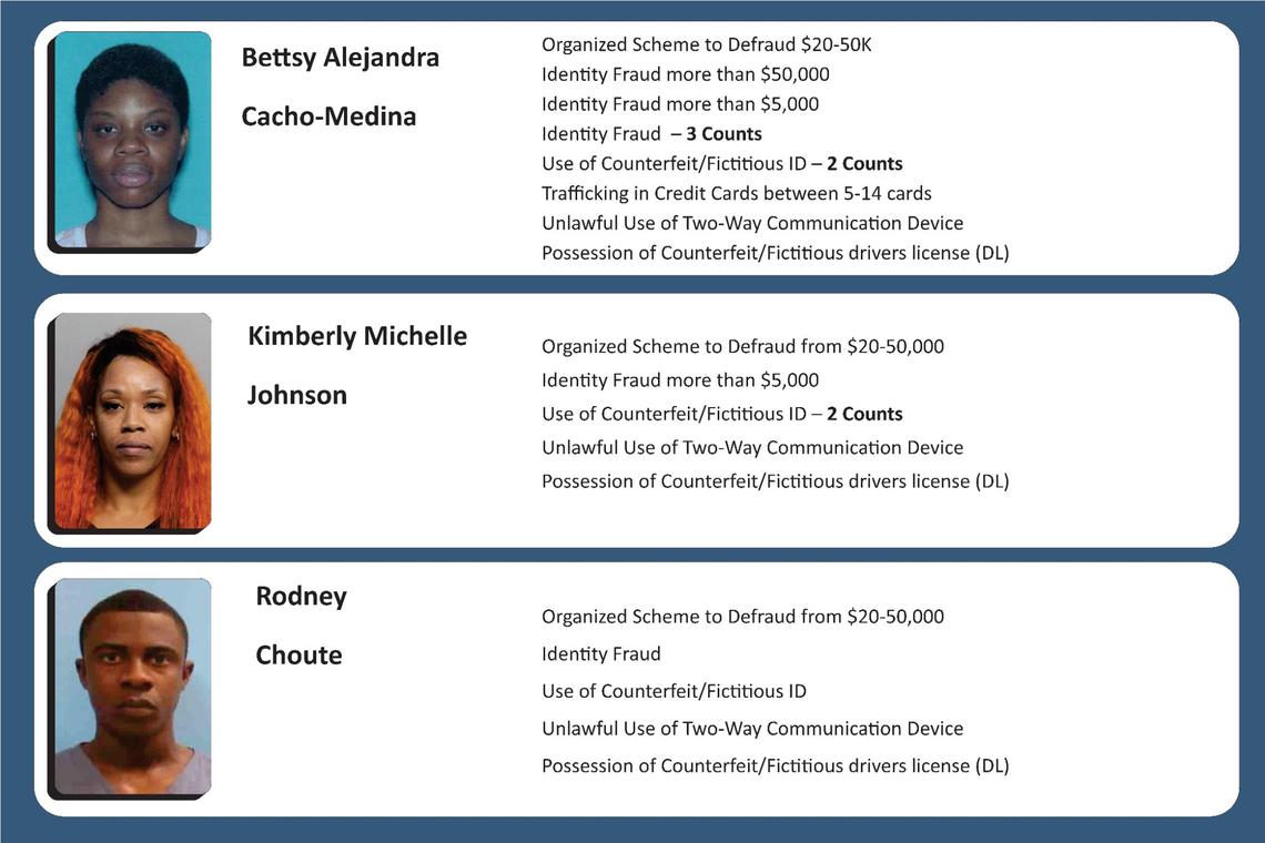 Miami-Dade State Attorney Katherine Fernandez Rundle on Sept. 8, 2021, announced three arrests made in identity theft cases that targeted victims from the Champlain Towers South condo collapse. Arrested were Betsy Alexandra Cacho Medina, 30, Rodney Choute, 38, and Kimberly Michelle Johnson, 34, all of Northeast Miami-Dade.