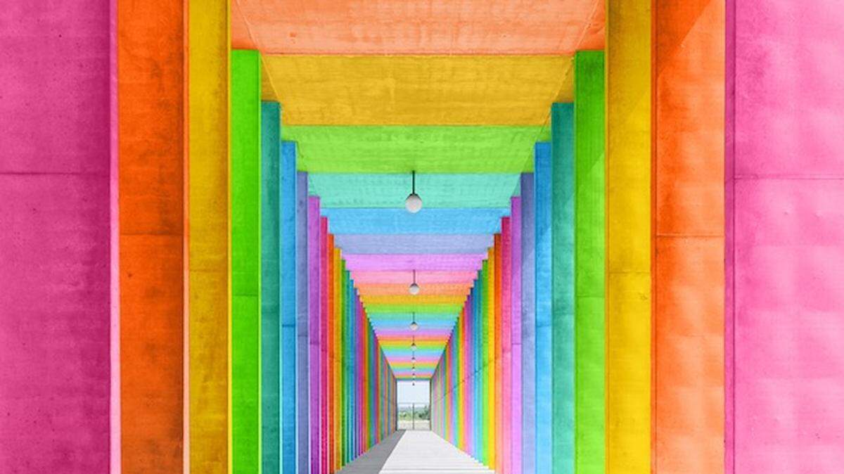 One Public Space Challenge winner proposes to paint the gray concrete Metrorail columns in rainbow colors.