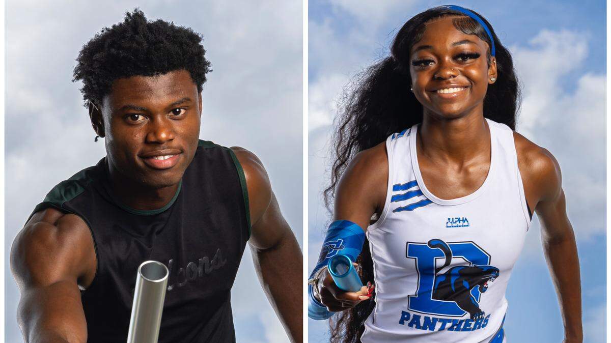 Flanagan’s Jacob Thomas (left) and Dillard’s Desiree Frazier (right) are the Miami Herald’s Broward County Track and field Athletes of the Year.