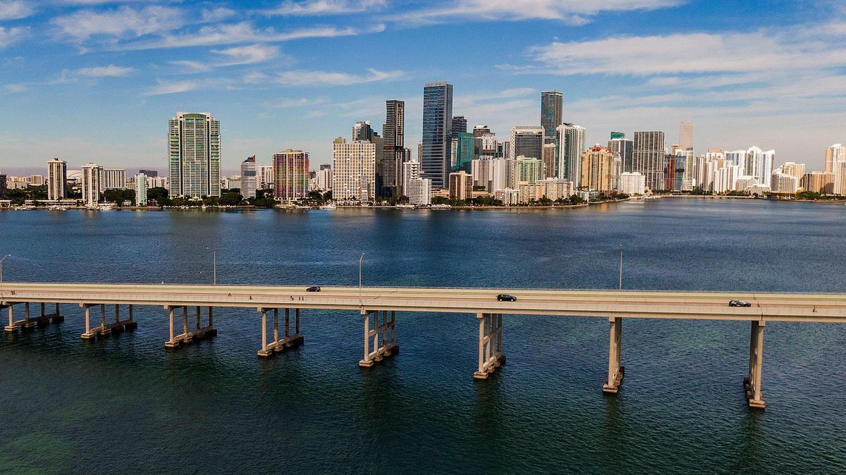 The Miami skyline from the Rickenbacker Causeway on Dec. 26, 2020.
