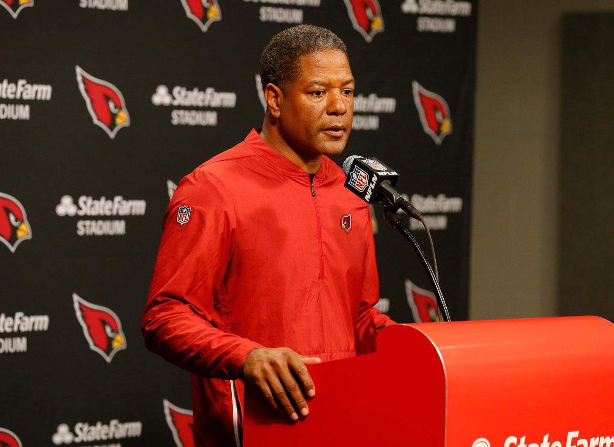 FILE - Arizona Cardinals head coach Steve Wilks speaks after an NFL football game against the Los Angeles Rams, Sunday, Dec. 23, 2018, in Glendale, Ariz. Two Black coaches joined Brian Flores on Thursday, April 7, 2022, in his lawsuit alleging racist hiring practices by the NFL toward coaches and general managers. The updated lawsuit in Manhattan federal court added coaches Steve Wilks and Ray Horton. (AP Photo/Rick Scuteri, File)