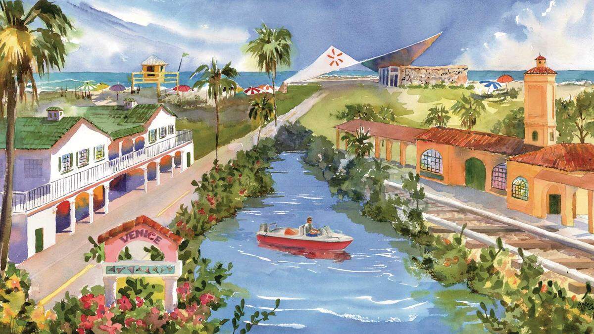 The Venice, Florida, Walmart has a mural inside its store painted by local artist Heather McCullough as a part of its community mural program.
