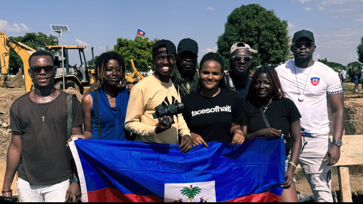 A still shot of director Samuel Dameus with film crew at the site of the Ouanaminthe canal in Haiti. Dameus shot the film ‘The Heroes of the Massacre River’ to highlight the unity among Hatians to complete the Canal.