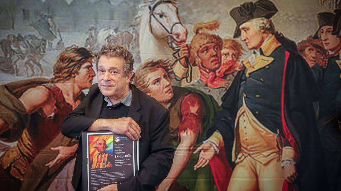 Stonewall National Museum Executive Director Robert Kesten is photographed among one of the many displays that is part of the exhibition on Baron Friedrich Wilhelm von Steuben's military legacy as an openly gay Prussian general. In commemoration of America's 250th anniversary, the Stonewall National Museum in Fort Lauderdale debuts a new exhibition on Baron Friedrich Wilhelm von Steuben, a gay general who helped reform the Continental Army during the Revolutionary War, Wednesday, April 23, 2026.