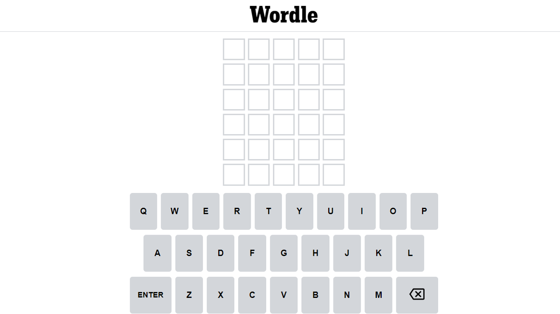 Wordle’s display since being bought by The New York Times.