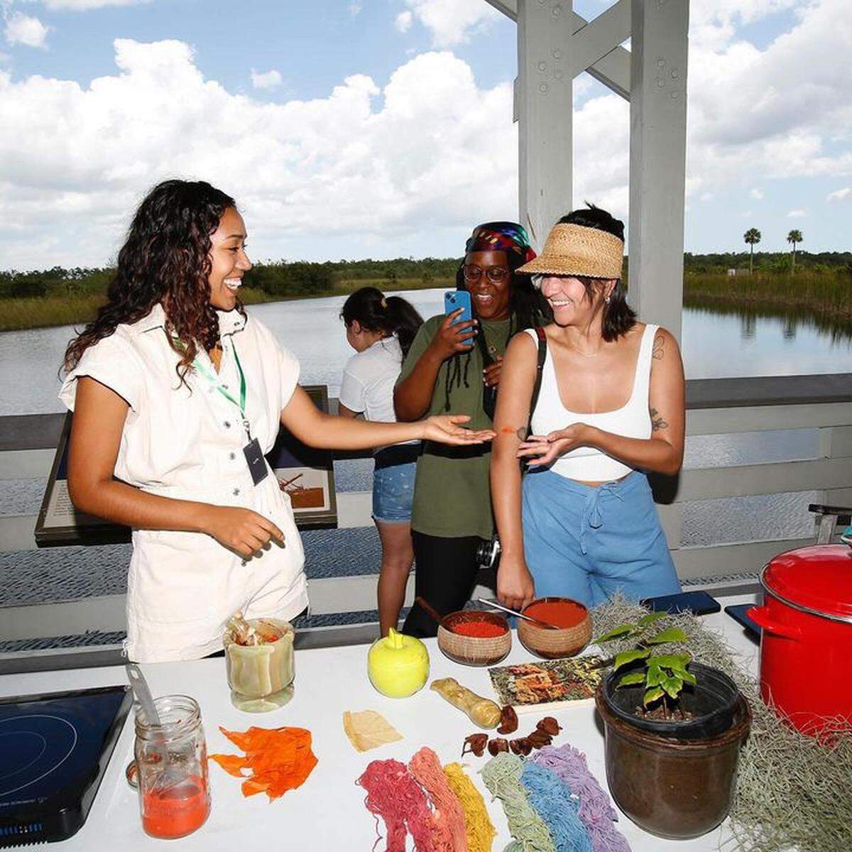 Miami-based artist Diana Eusebio offers workshops on how to use pre-Columbian techniques to dye fabrics with plants like Spanish moss and achiote.