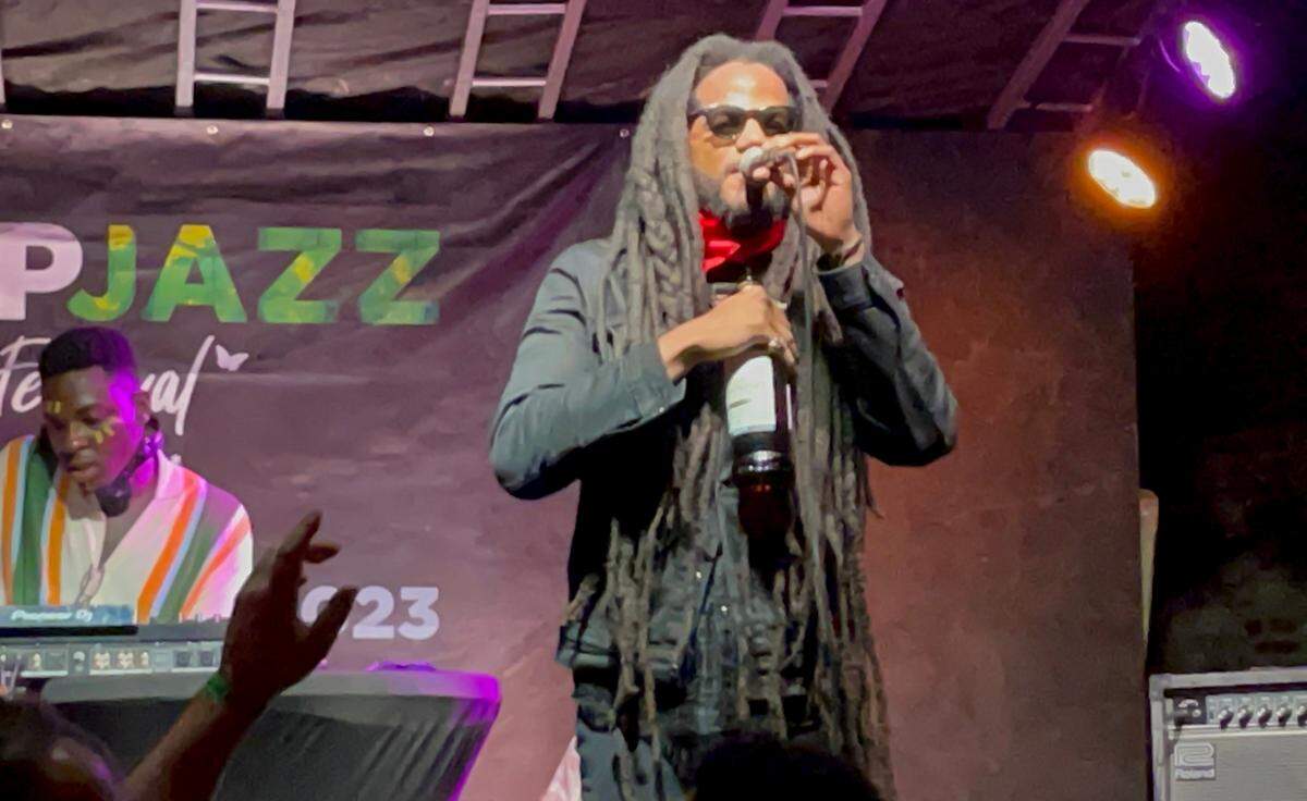 Haitian artist Paul Beaubrun performs at Haiti’s Pap Jazz Festival in January, 2023 in the northern city of Cap-Haitien.