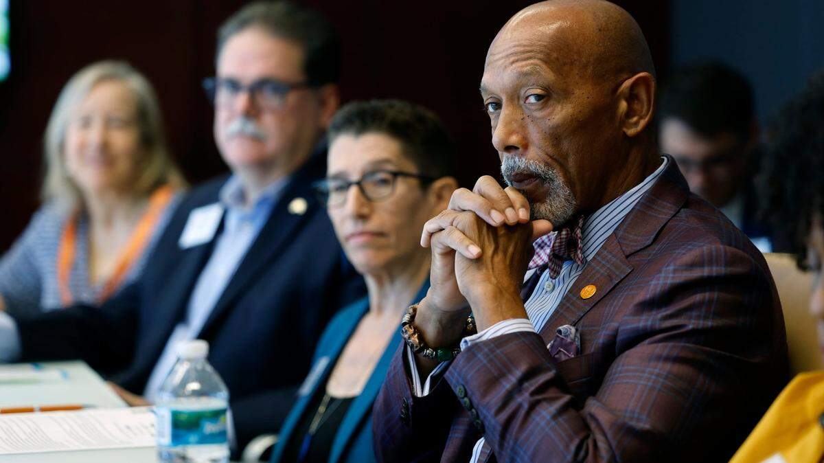 G. Eric Knowles, President & CEO of Miami Dade Chamber of Commerce, attends the Enhancing K-12 Public Education: The Role of Business session during the Miami Leadership Local conference at Bilzen Sumberg in Miami on Friday, October 27, 2023.