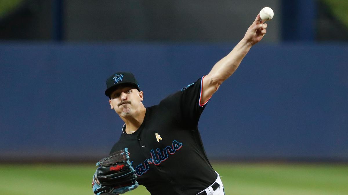 Miami Marlins’ Caleb Smith pitches during the first inning of the team’s baseball game against the Kansas City Royals, Saturday, Sept. 7, 2019, in Miami.