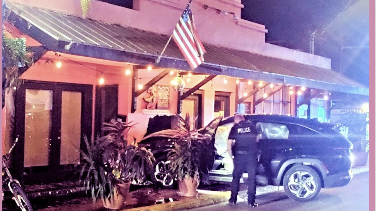 A photo captures the damage to the Red Shoe Island Bistro, 411 Petronia St. in Key West. Police say NFL player Lonnie Phelps rammed a Hyundai SUV into the building after a night of drinking on Wednesday, June 19, 2024.