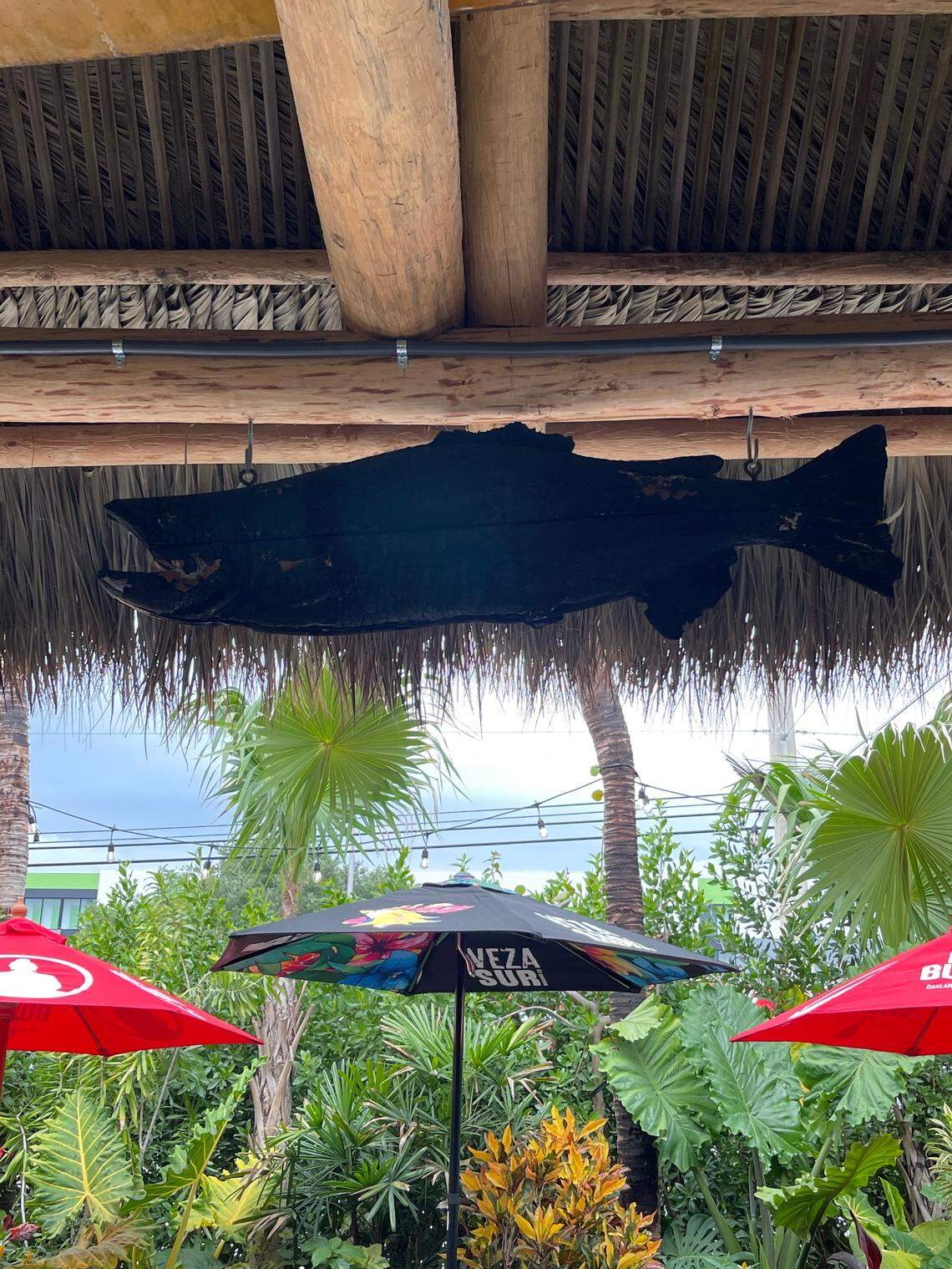 Golden Rule salvaged a taxidermy fish from the fire that destroyed their original tiki hut on July 4, 2022.