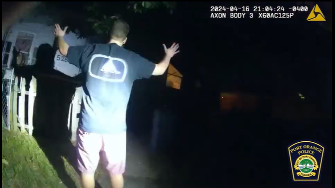 A man accused of intimidating neighbors with a gun was still firing shots in the dark when police arrived, according to authorities. But the confrontation took an even stranger turn when he informed police he intended to drink a beer while being held at gunpoint.