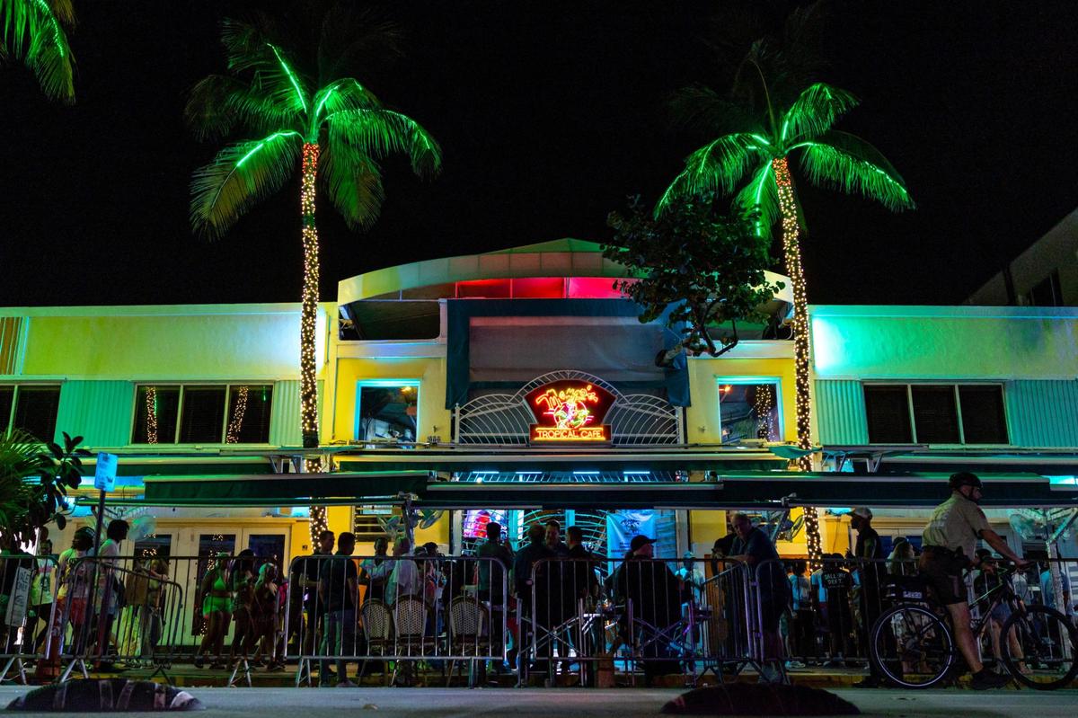 Mango’s Tropical Cafe during spring break in Miami Beach on Friday, March 15, 2024.
