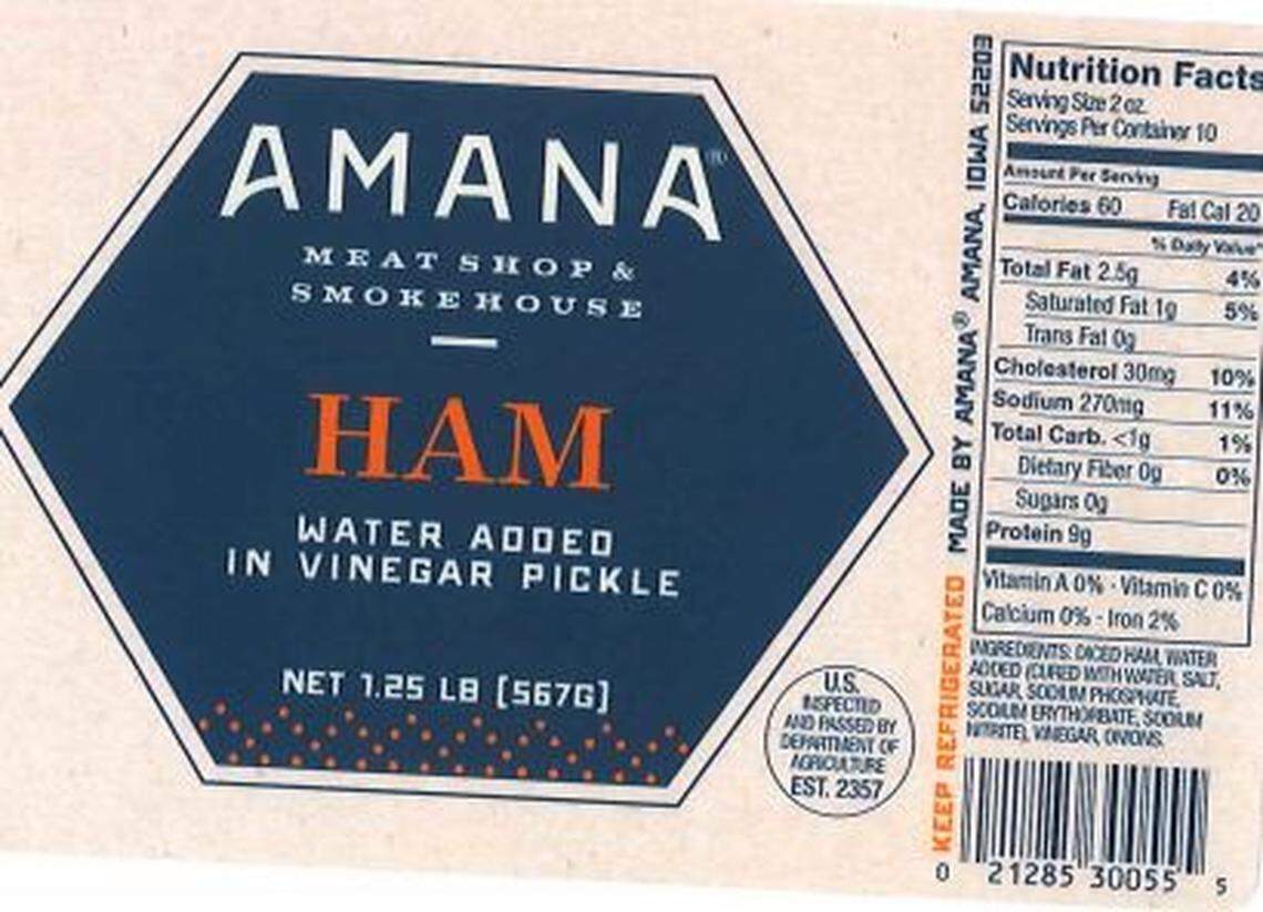 The label from Amana Meat Shop & Smokehouse Ham in the USDA’s Public Health Alert