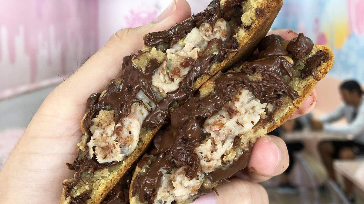 Night Owl Cookies partnered improbably with Dos Croquetas croqueta bar to creat a chocolate chip cookie stuffed with a fried ham croqueta.