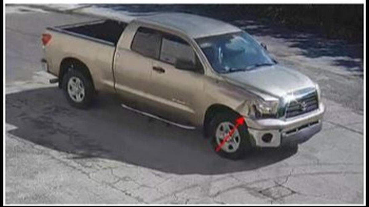 The gold truck, with damage to its right front, that Miami-Dade police say was driven in the hit-and-run that killed a 20-year-old woman on Sunday, Sept. 17.