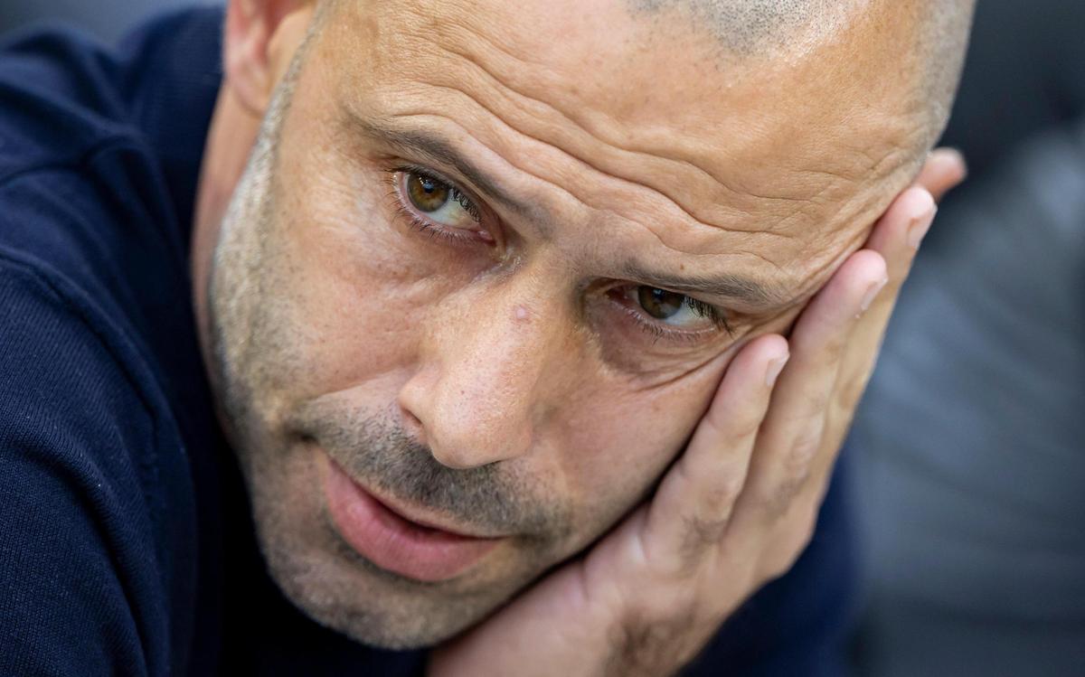 Inter Miami head coach Javier Mascherano looks on before his team plays against CF Montréal in their MLS match at Chase Stadium on Wednesday, May 28, 2025, in Fort Lauderdale, Fla.
