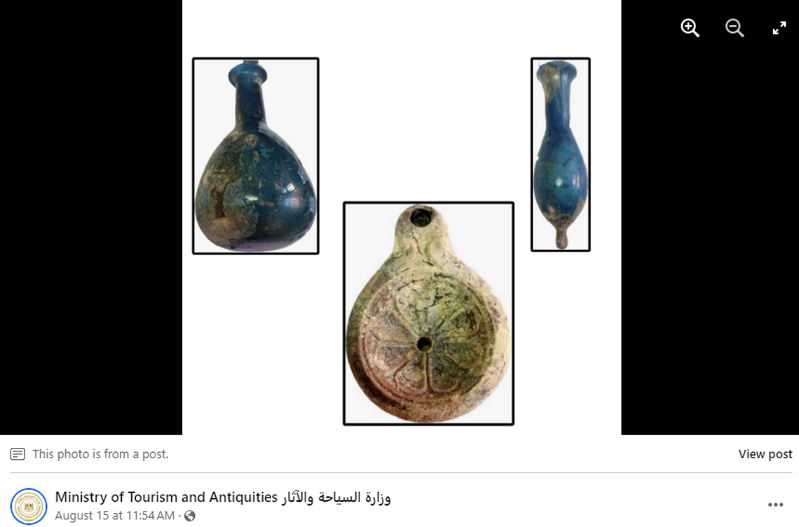 Artifacts like glass teardrops and statues were found in the tombs.