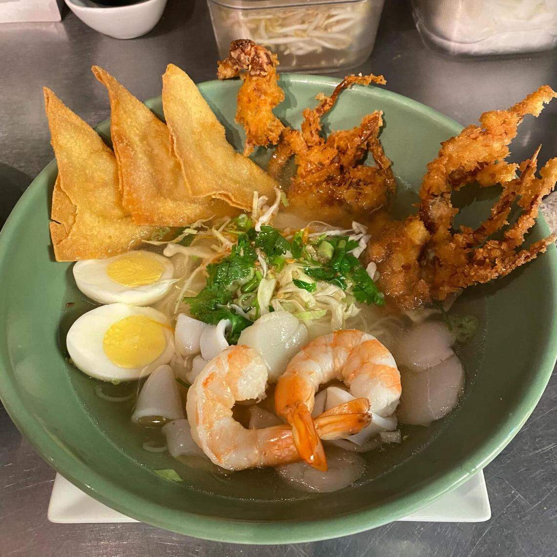 Souperhappy’s seafood bowl is among the most popular dishes and the noodle and sake bar, which opened in 2020.