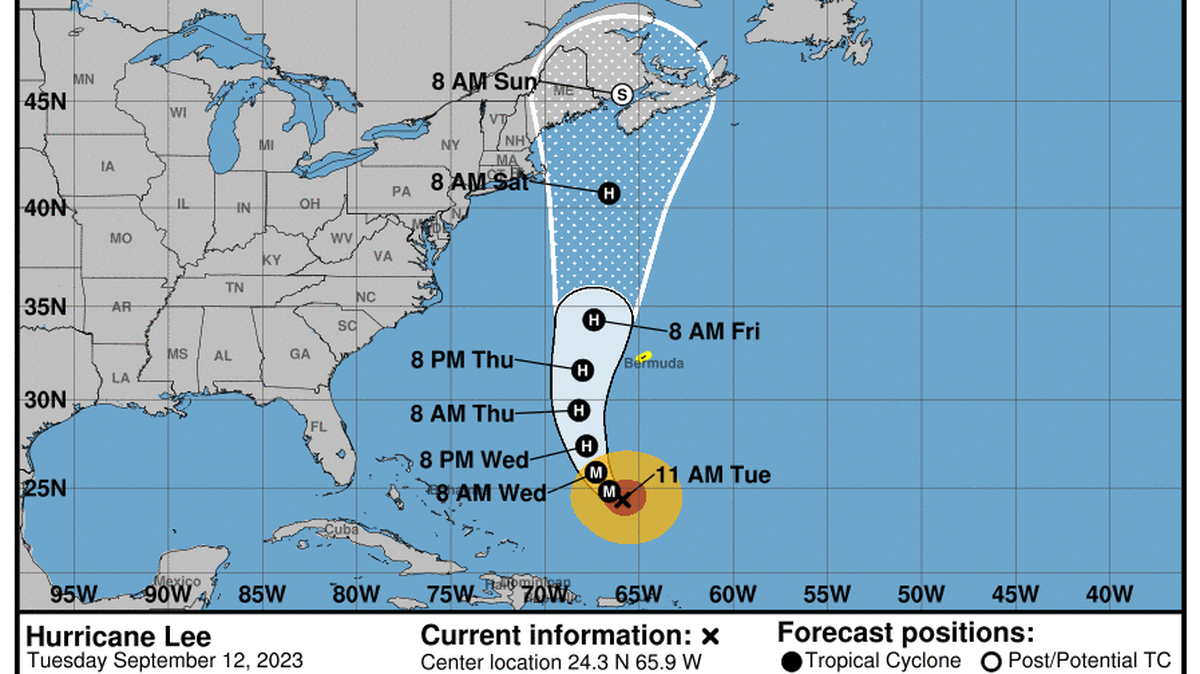 Hurricane Lee held onto its Category 3 status Tuesday as it began its turn north.