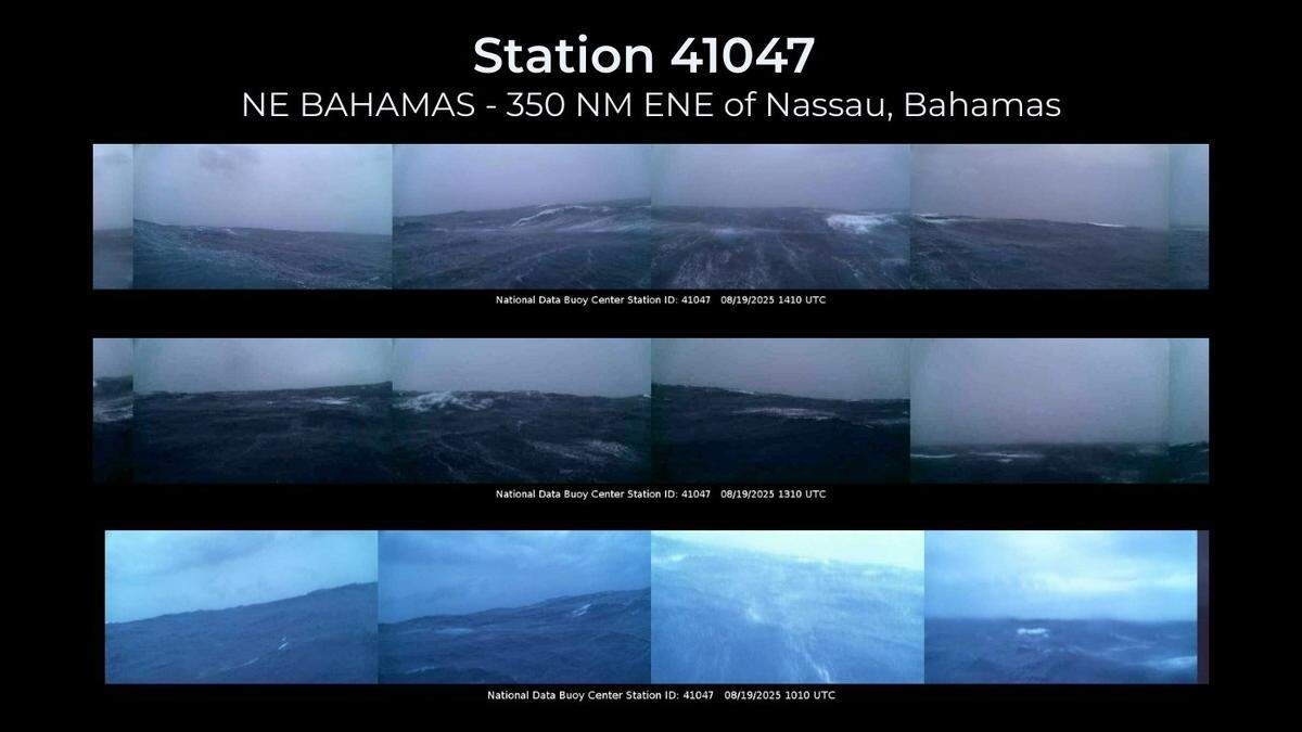 This collection of images was shared on Facebook Aug. 19, and they were taken by a buoy 130 miles from the eyes of the storm, NOAA says.