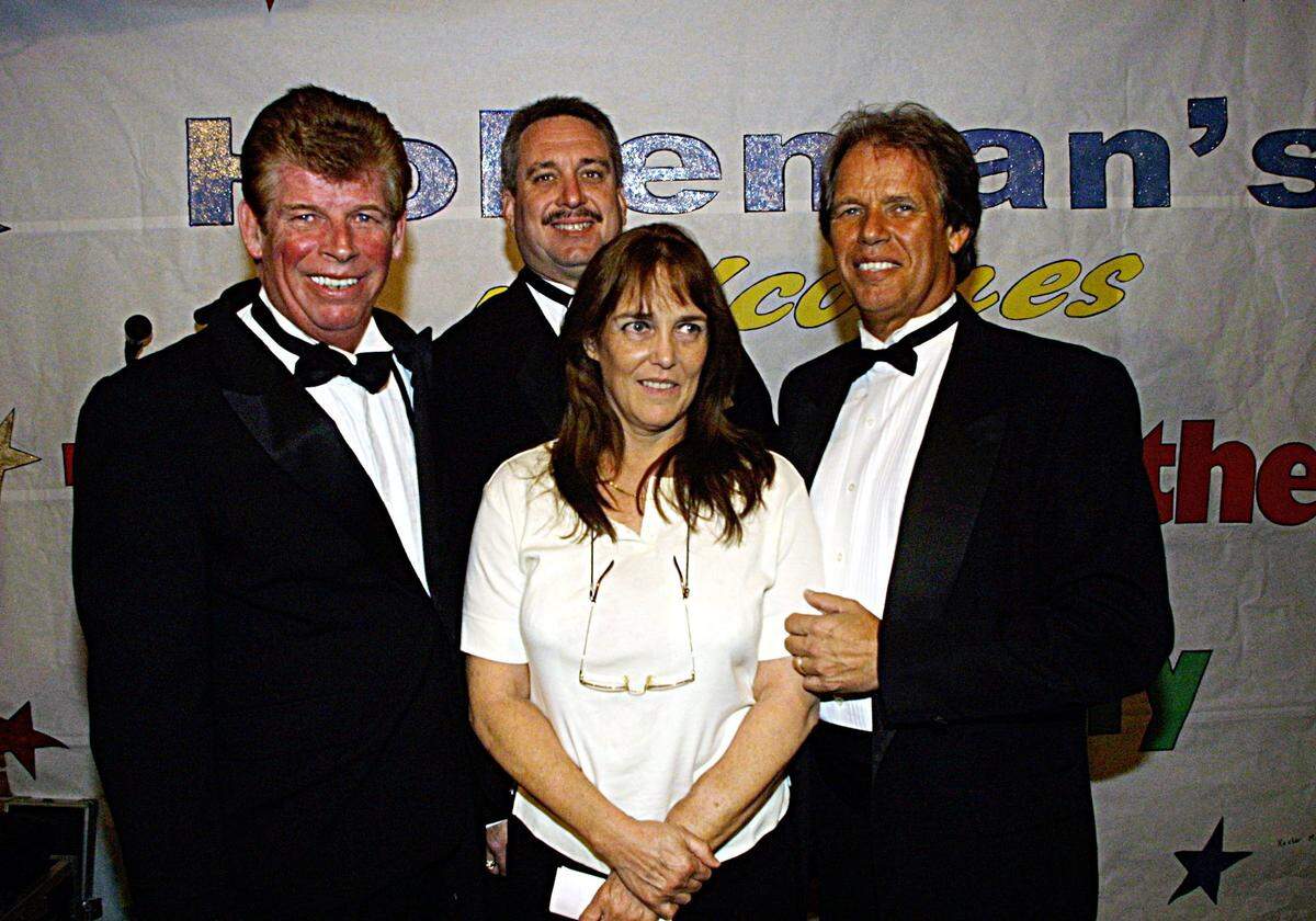 In 2001, John Rhodes, Danny Kelly and Eddie Rhodes with Kelly Nugent, front, at a benefit in her behalf to help her with dialysis and daily bills. The Rhodes Brothers and Danny Kelly performed a concert at Holleman’s Resturant in Miami Springs and the proceeds went to Nugent.