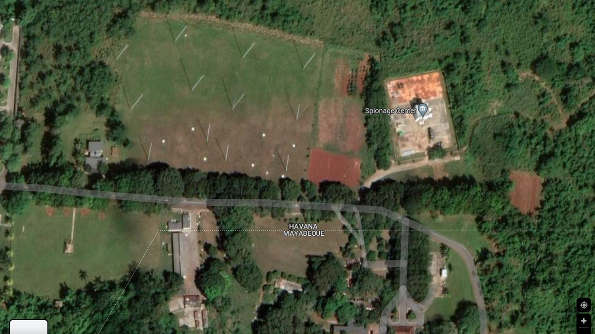 Una captura de pantalla de Google Maps que muestra la supuesta localización de la base de espionaje en Bejucal, cerca de La Habana.