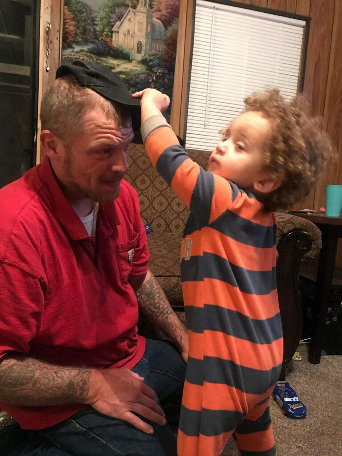 Daniel Lee West, 35, playing with his son Kamdyn, who was found alone in Miramar on July 26, 2020. West is cooperating with police to find the boy’s mother, Leila Cavett, who was last seen in the city of Hollywood.