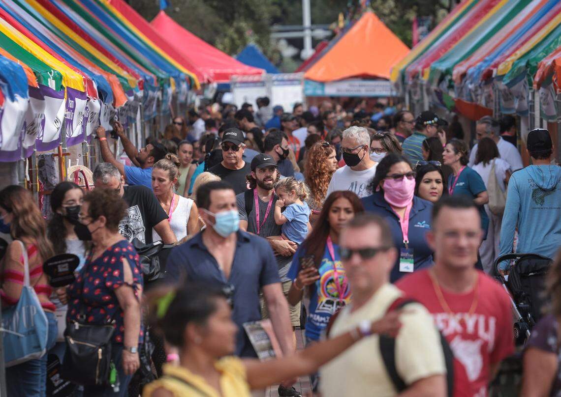 After days of rain, the sun and crowds turn out on the last day of the Miami Book Fair, Sunday, Nov. 21, 2021.