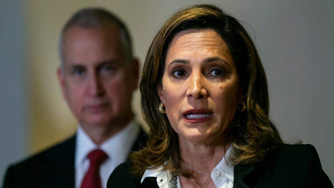 Miami U.S. Reps. Maria Elvira Salazar, right, and Mario Diaz-Balart, both Republicans, have pushed misinformation about the 2020 presidential election.