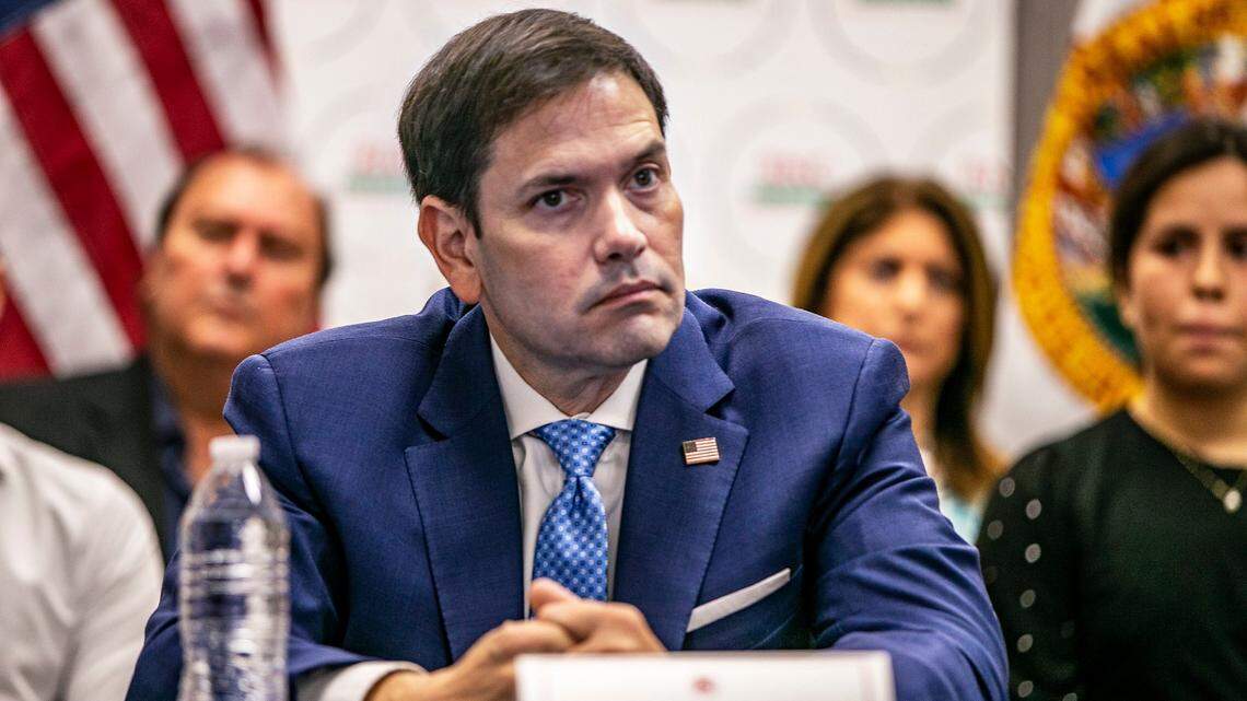 U.S. Sen. Marco Rubio waits for his time to speak during a roundtable hosted by the Republican National Committee in Doral, Wednesday, June 08, 2022.