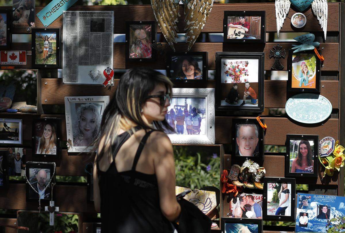 A memorial garden honors victims of the 2017 mass shooting at a Las Vegas country music festival. Local immigration advocates worked to help undocumented survivors obtain U visa paperwork.