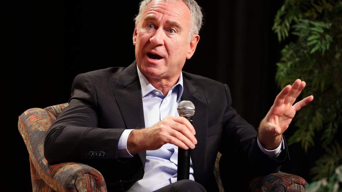 Billionaire Ken Griffin speaks to students during an assembly at Booker T. Washington Senior High School on Tuesday, Feb. 24, 2026, in Miami, Florida.