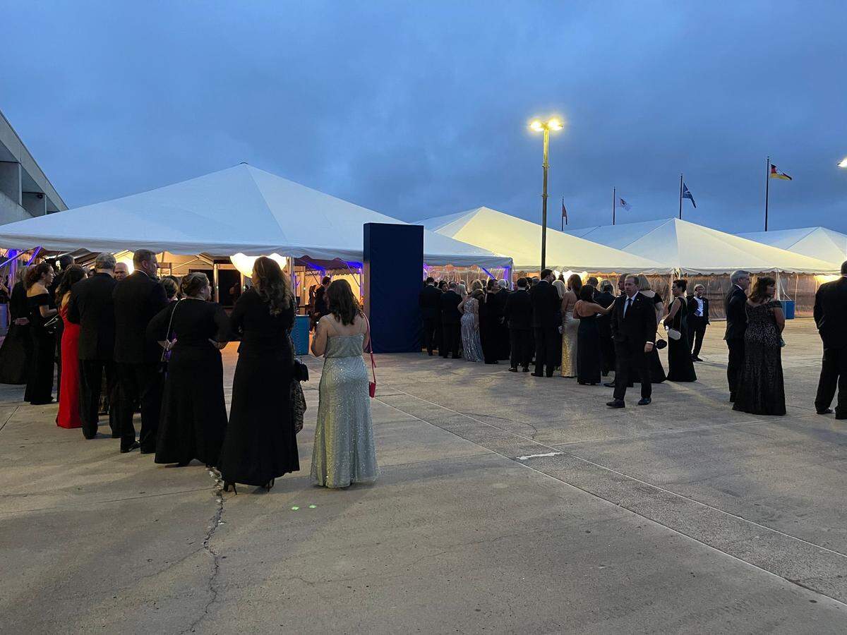 Hundreds of VIPs waited in long lines to get into the inaugural ball for Gov. Ron DeSantis on Tuesday, Jan. 3, 2023. Guests were required to show a photo ID and go through a security checkpoint to get into the event.