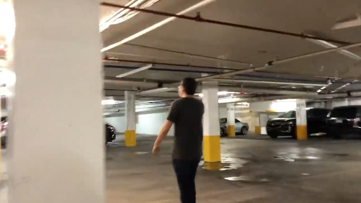 A puddle under column 76 is visible in a July 2020 video of the basement-level garage. The video was shot by Fiorella Terenzi, a prospective condo buyer.