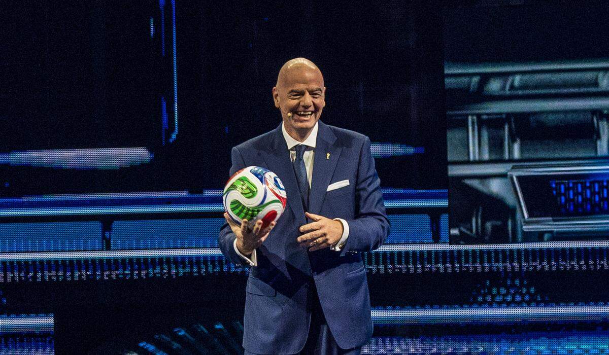 Gianni Infantino, President, FIFA, reacts as he enters the stage, during the America Business Forum, inaugural U.S. edition, taking place November 5–6 at the Kaseya Center in Miami, on Wednesday November 05, 2025.