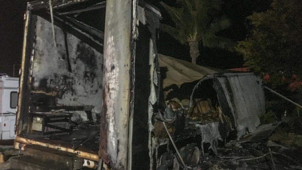 A mobile home on Hood Avenue in Tavernier was destroyed by a fire Wednesday night, June 20, 2018.