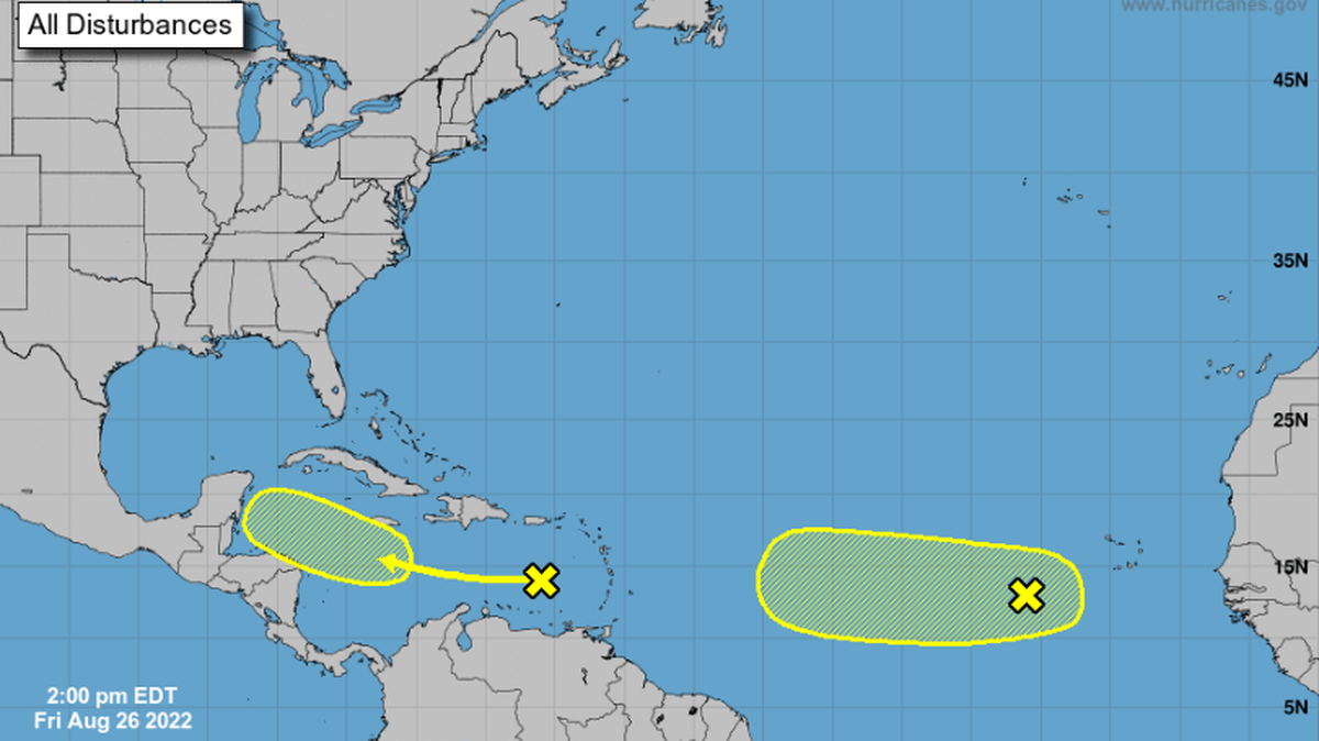 Forecasters are monitoring two disturbances in the Atlantic basin.