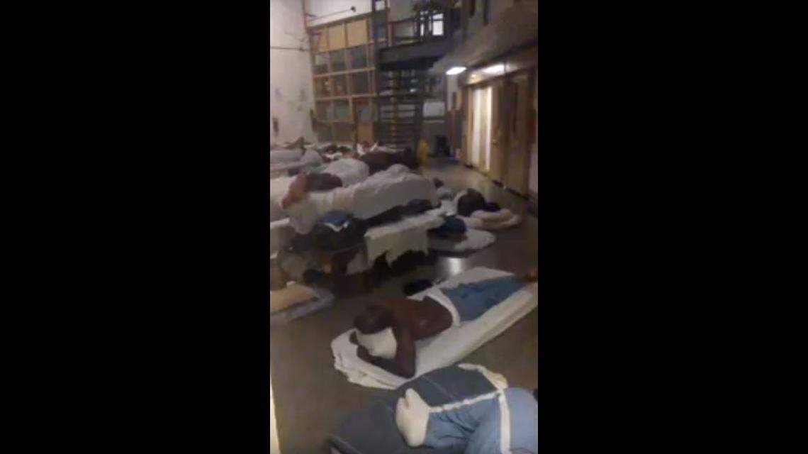 Inmates from other prison facilities were imported to Martin Correctional Institution during 2017’s Hurricane Irma. They slept on mats on the floor.