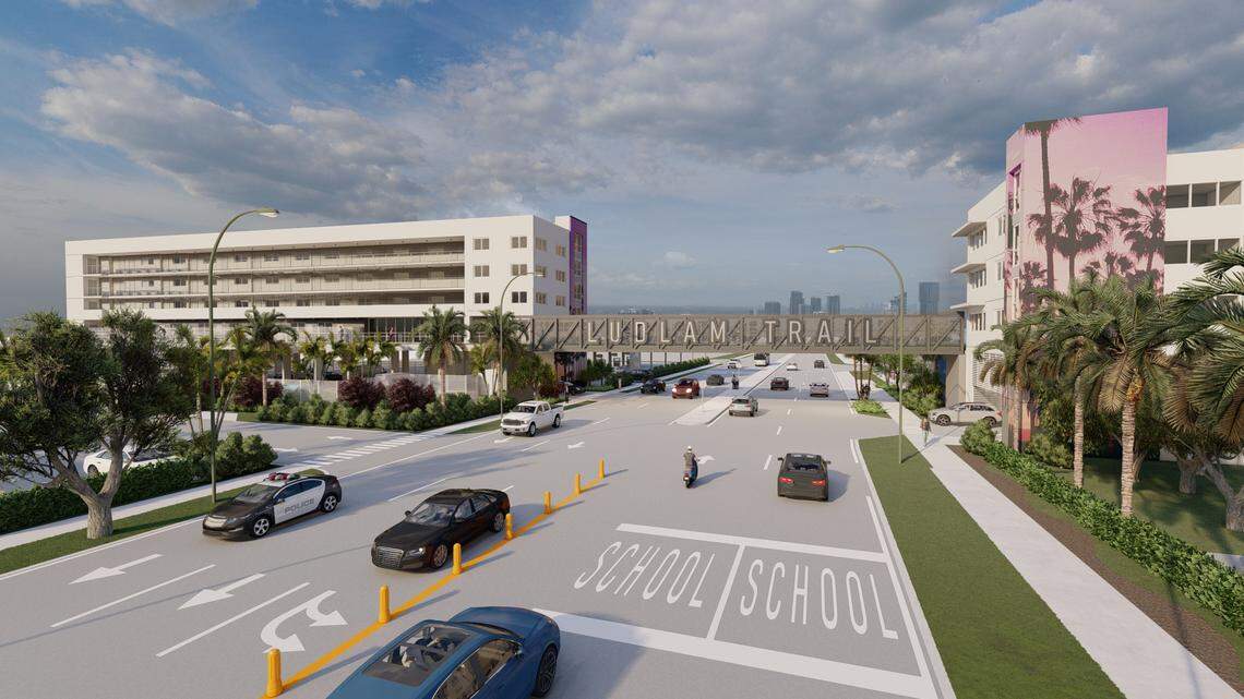 An affordable senior housing project is slated to rise steps from the intersection of Coral Way and Southwest 69th Avenue. Above: A rendering of the Ludlam Trail Towers development.