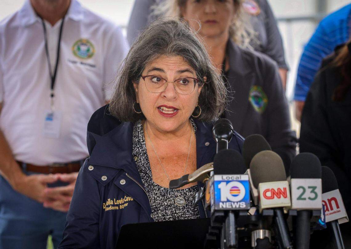 Miami-Dade County Mayor Daniella Levine Cava acknowledged that while teams have worked through “extremely challenging and adverse conditions,” lightning put a brief pause on rescue efforts at around 1 a.m., before they continued through wind and rain for the rest of the morning. She spoke at the daily press conference in Surfside on the 13th day since the collapse of Champlain Towers South.