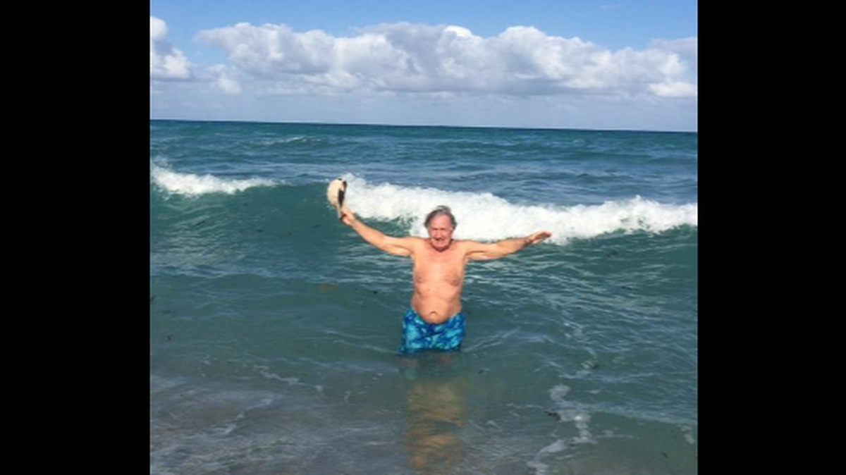 Mikhail Itskovich, pictured swimming at Miami Beach in March, died from complications of COVID-19 on April 6 in Miami-Dade County. 
