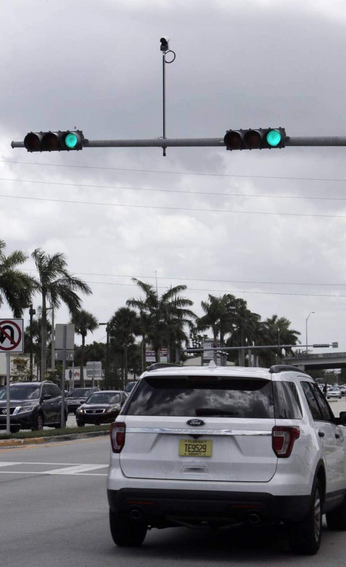 A vehicle-detecting camera on a traffic signal on U.S. 1 near the Dadeland South Metrorail station.