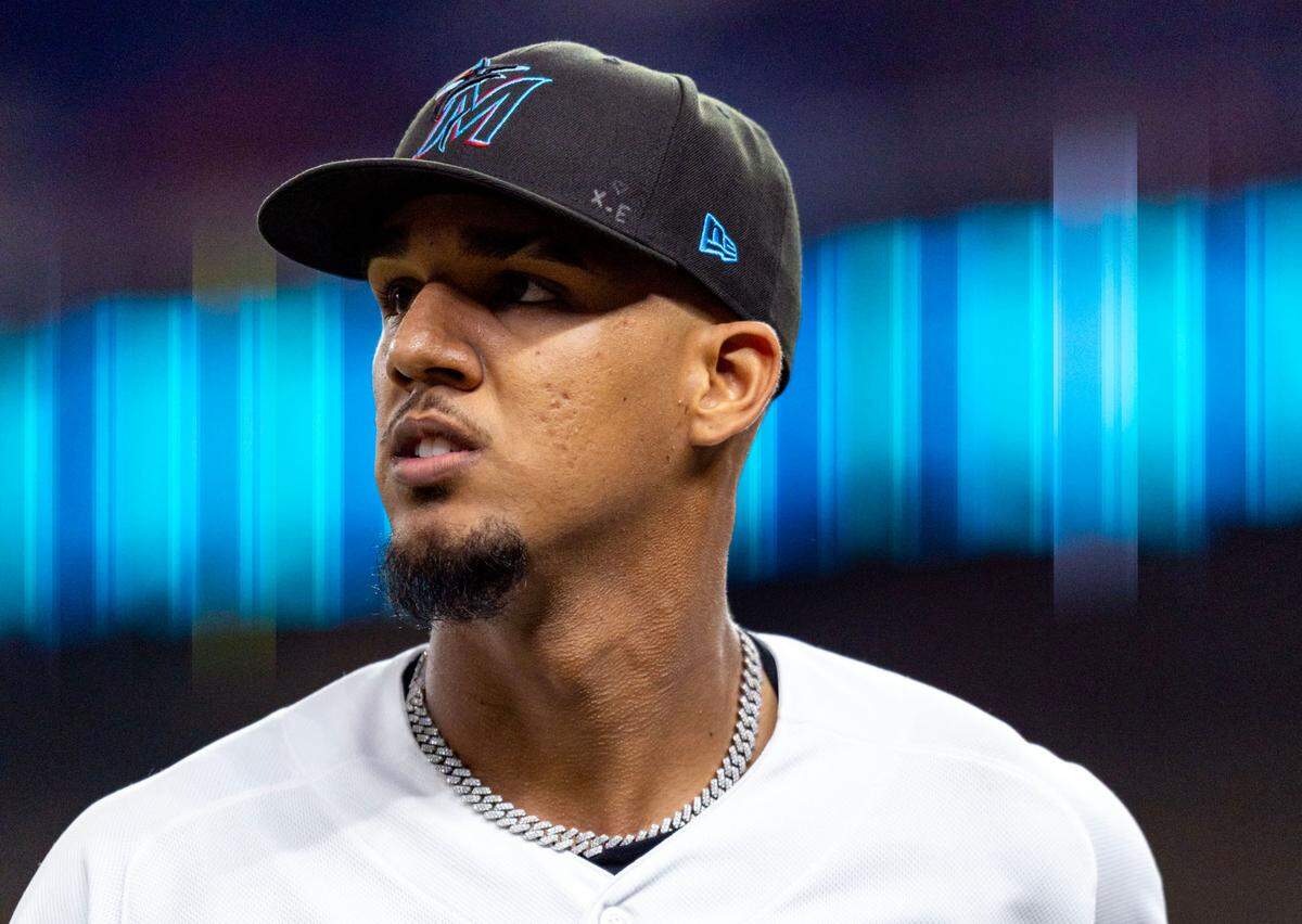 Miami Marlins pitcher Eury Perez (39) reacts after the fourth inning of an MLB game against the St. Louis Cardinals at loanDepot park in the Little Havana neighborhood of Miami, Florida, on Thursday, July 6, 2023.
