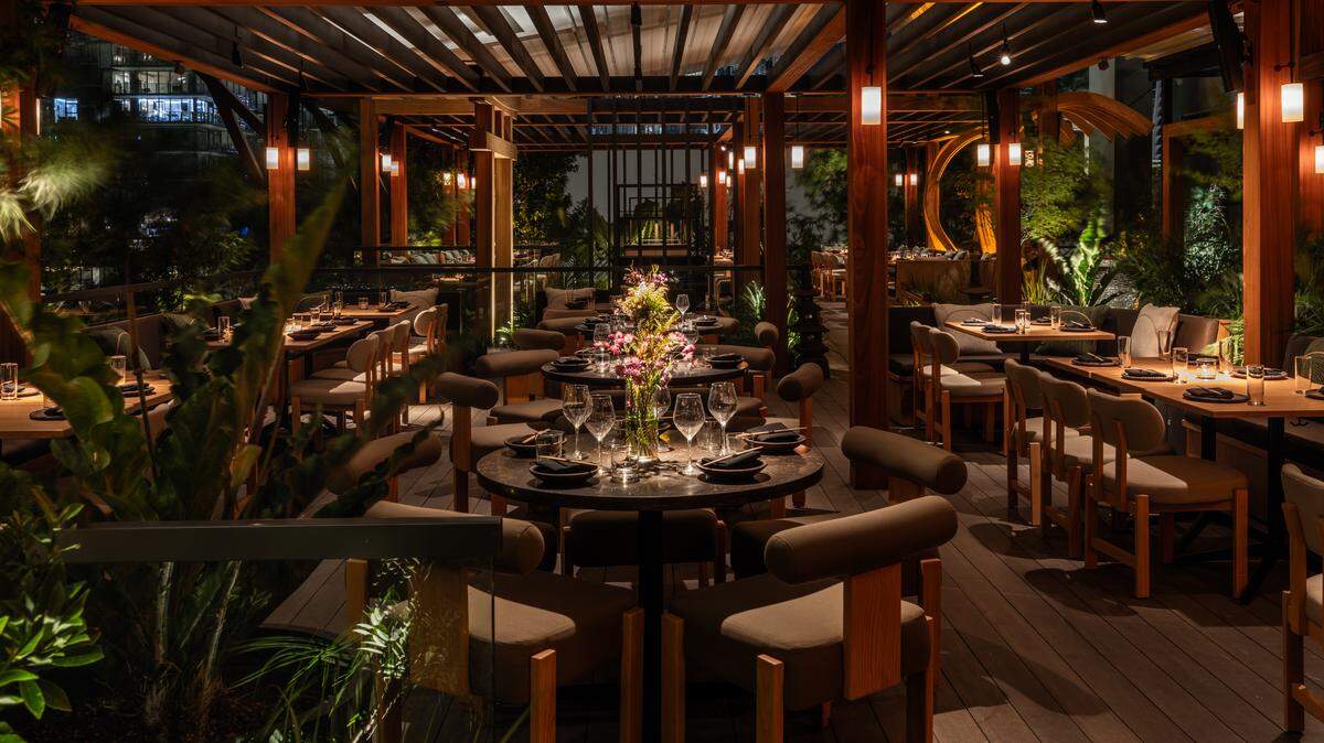 The main dining room of Yamashiro, the new restaurant from Los Angeles at the Gale Miami Hotel & Residences.