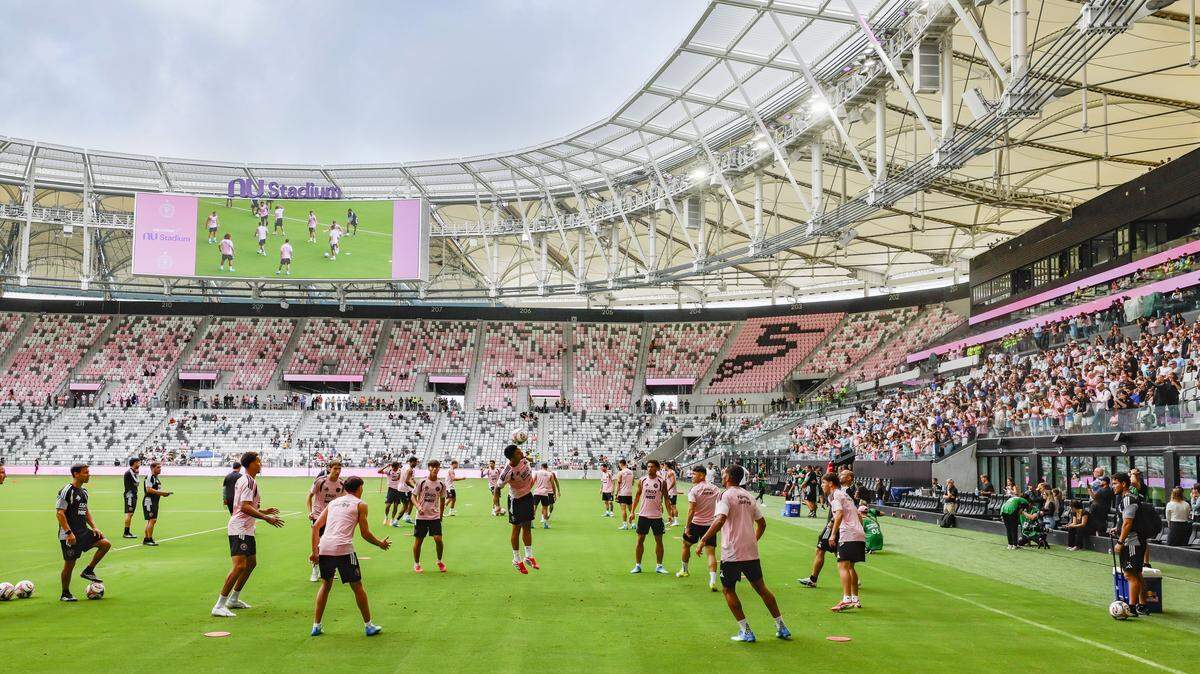 The Inter Miami CF team practices for the first time at Miami Freedom Park Nu Stadium on Thursday, April 2, 2026. Nu Stadium is scheduled to open Saturday, April 4, 2026.