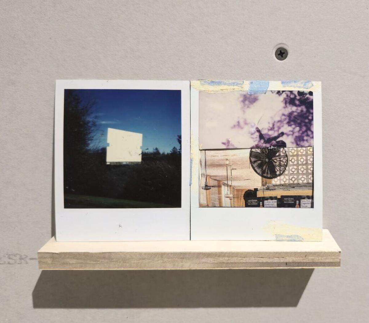 Untitled (frequencies), Polaroid 600 prints, oil stick, tape. 2007-2022.