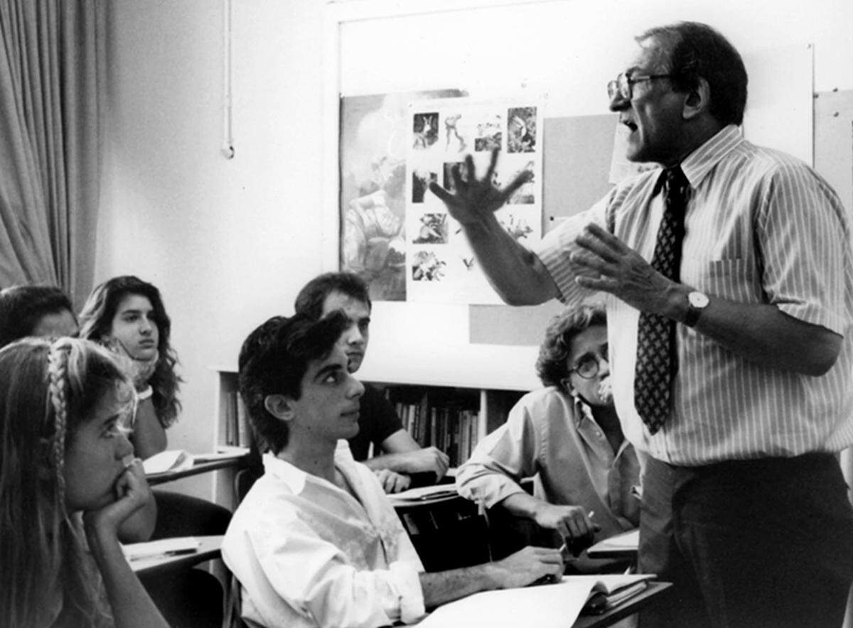 Dan Bowden in the Ransom Everglades classroom in the 1980s.