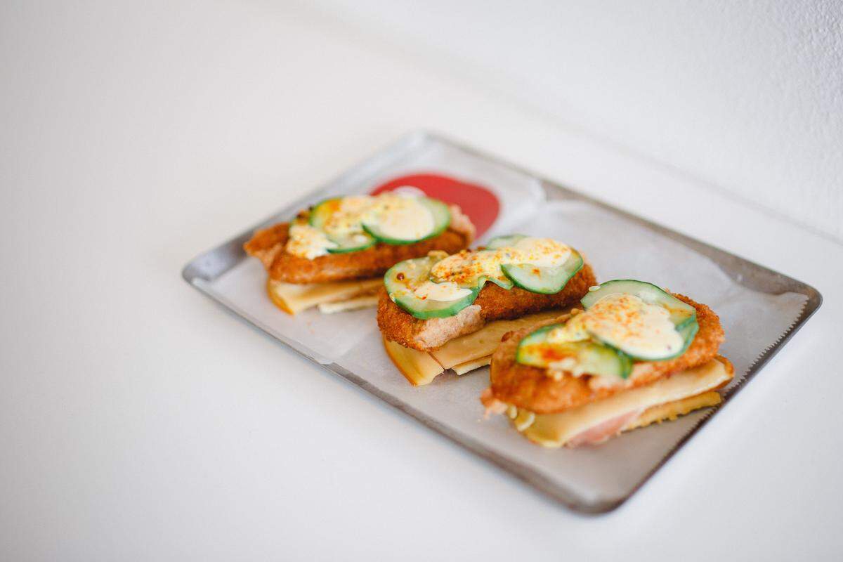 Snack size croquetas preparadas (croquetas with ham, cheese, pickles and mustard) at the new Cao Bakery & Cafe