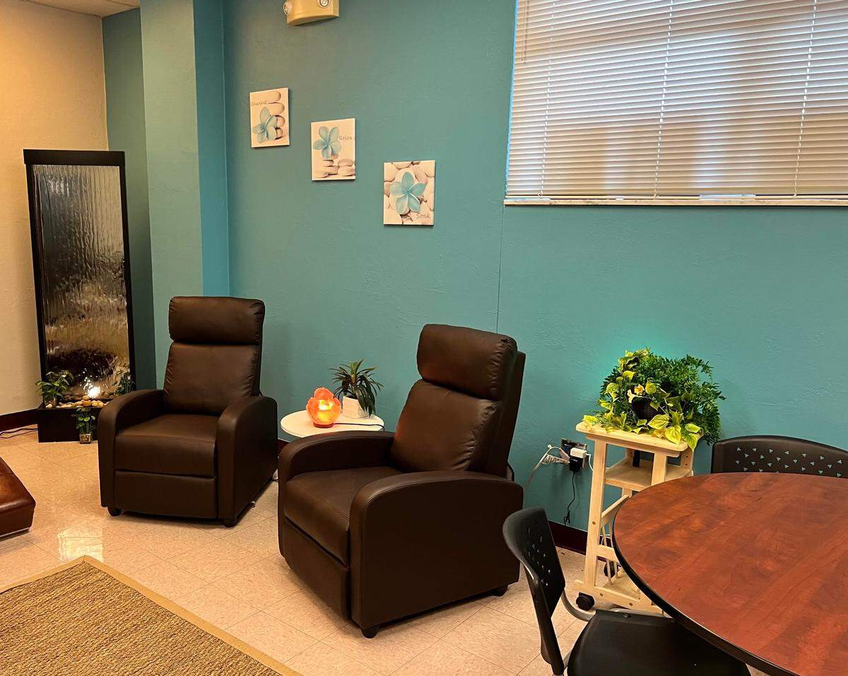 Key West High School’s Wellness Room features massage recliners and decor meant to help teachers relax during the workday.
